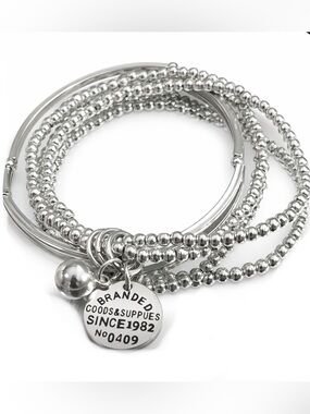 Stainless Steel Multi-Strand Charm Bracelet